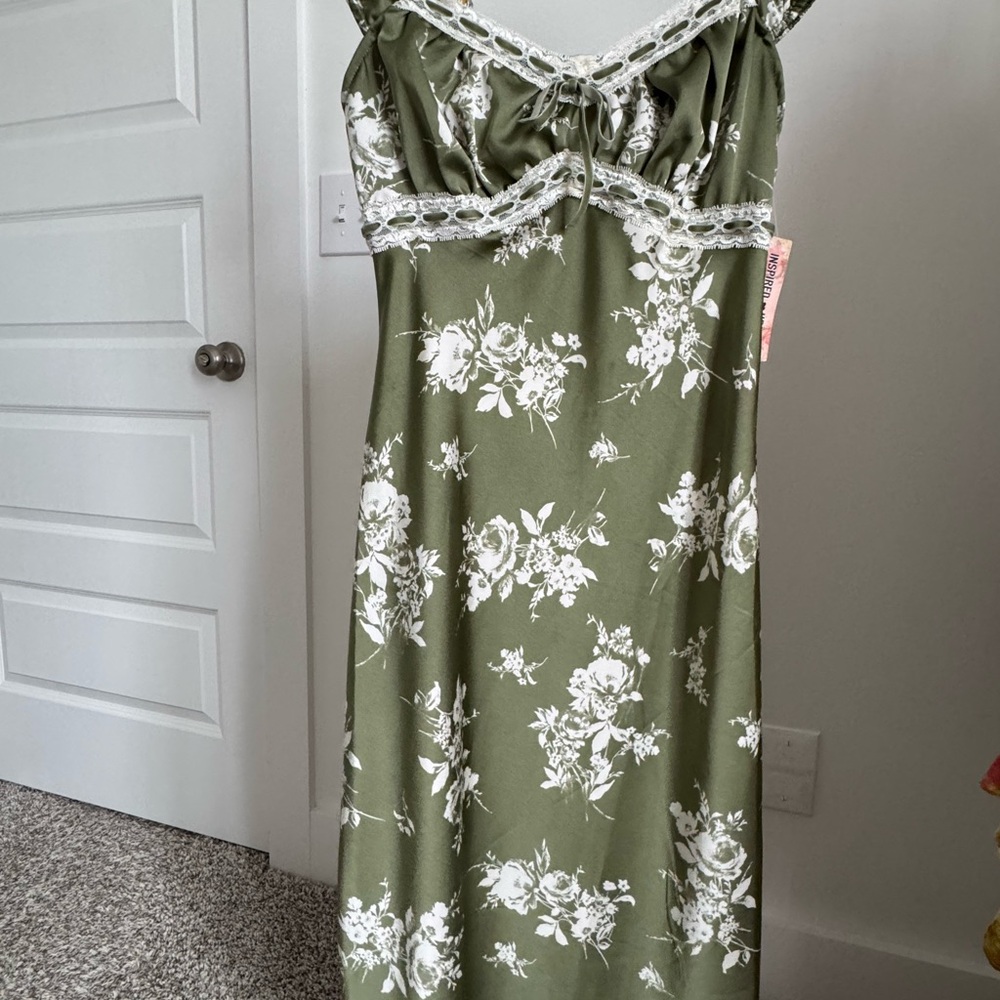 Inspired Hearts Green and White floral dress